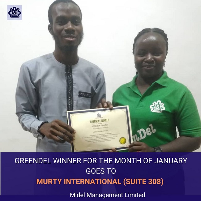 GreenDel winner for the month of January (Murty International)